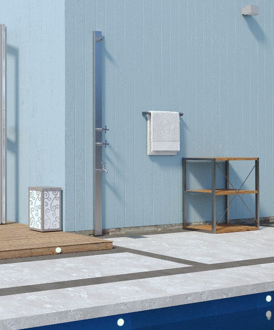 Rainware Outdoor Shower - Aussie Wall 2400 - Hot & Cold Shower + Footwash Wall Mounted