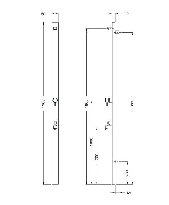 Rainware Outdoor Shower - Suncoast Wall 4301 - Hot & Cold Shower + Cold Footwash