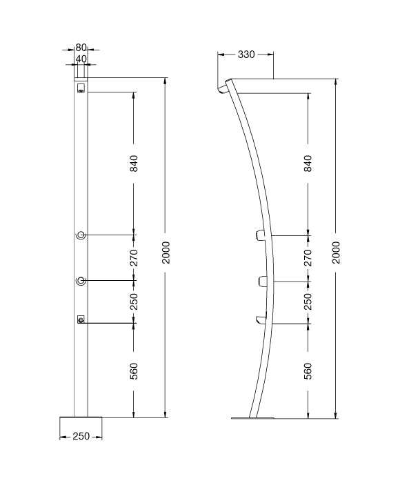 Rainware Outdoor Shower - Beach Aquiline + FW 5007 Single Shower & Footwash - Time Flow