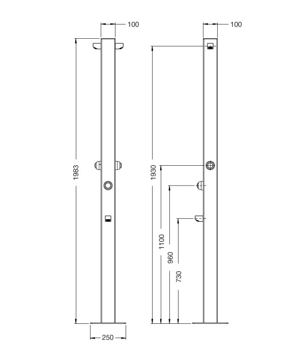 Rainware Outdoor Shower - Beach Duet 5025 - Double Shower & Footwash - Time Flow