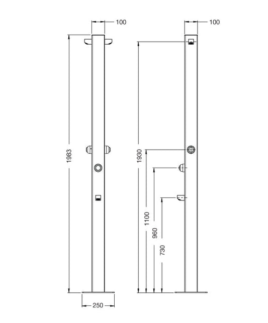 Rainware Outdoor Shower - Beach Duet 5025 - Double Shower & Footwash - Time Flow