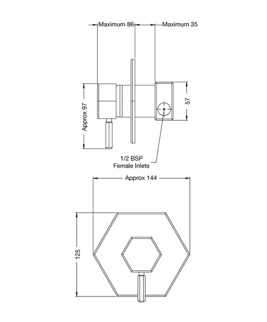 Rainware Outdoor Shower - Miami Mixer Tap 8500 - Mixer Tap SS316 Side inlets Hot & Cold