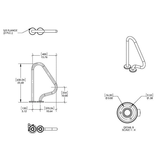 Narrow Figure 4 Pool Grab Rail - Poolshop.com.au