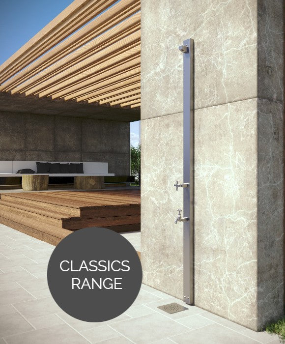 Rainware Outdoor Shower - Aussie Wall 2202 - Cold Shower + Cold Footwash Wall Mounted