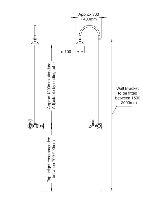 Rainware Outdoor Shower - Bribie 2002 - Cold Shower + Hose Tap/Footwash Wall Mounted