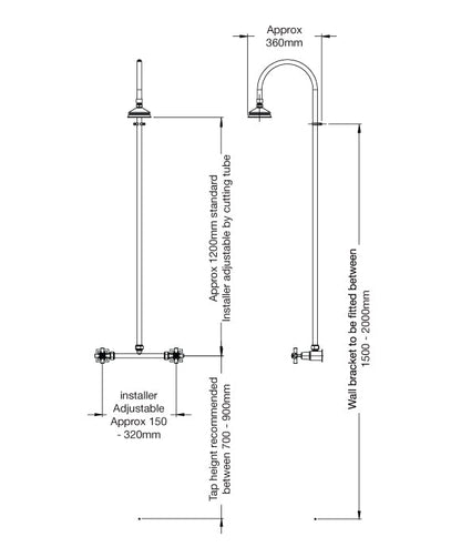 Rainware Outdoor Shower - Bribie 2003 - Hot & Cold Shower Wall Mounted