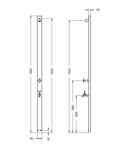 Rainware Outdoor Shower - Aussie Wall 2202 - Cold Shower + Cold Footwash Wall Mounted