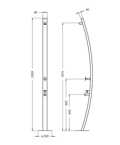 Rainware Outdoor Shower - Noosa 3003 - Cold Shower + Cold Footwash - Freestanding