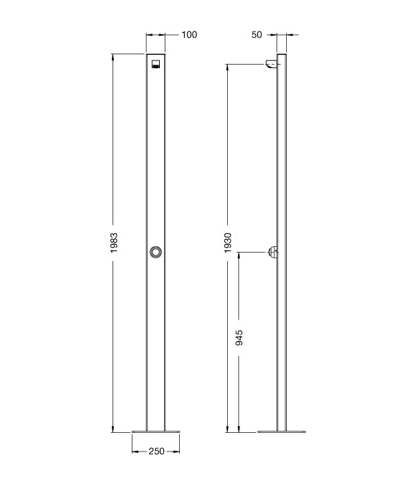 Rainware Outdoor Shower - Beach Slim 5000 - Single Shower - Time Flow