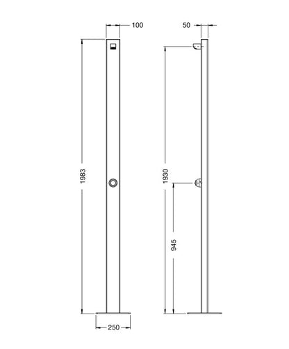 Rainware Outdoor Shower - Beach Slim 5000 - Single Shower - Time Flow