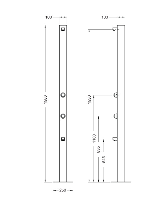 Rainware Outdoor Shower - Beach Solo 5003 Single Shower & Footwash - Time Flow