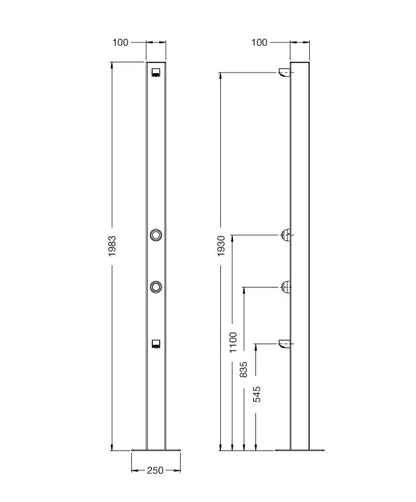 Rainware Outdoor Shower - Beach Solo 5003 Single Shower & Footwash - Time Flow