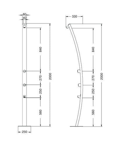 Rainware Outdoor Shower - Beach Aquiline + FW 5007 Single Shower & Footwash - Time Flow