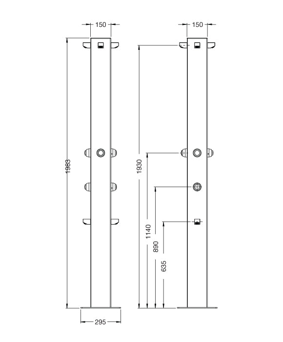 Rainware Outdoor Shower - Beach Quartet 5045 Quad Shower & Double Footwash - Time Flow