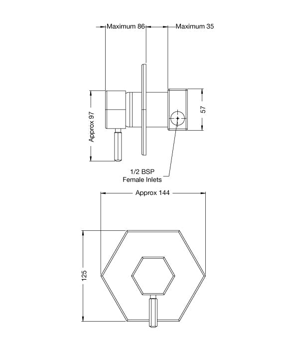 Rainware Outdoor Shower - Miami Mixer Tap 8500 - Mixer Tap SS316 Side inlets Hot & Cold