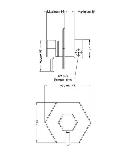 Rainware Outdoor Shower - Miami Mixer Tap 8500 - Mixer Tap SS316 Side inlets Hot & Cold