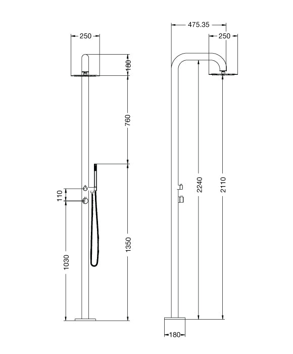 Rainware Outdoor Shower - Bronte 9008 - Hot & Cold Shower & Handheld