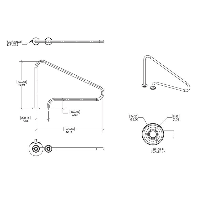 Deck Mounted Stair Rail - Poolshop.com.au