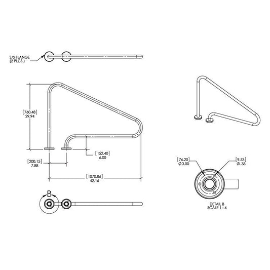 Deck Mounted Stair Rail - Poolshop.com.au