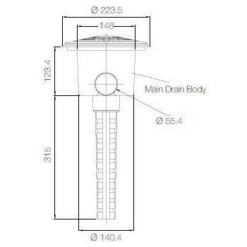 Waterco Main drain with hydrostatic valve and stem - Poolshop.com.au